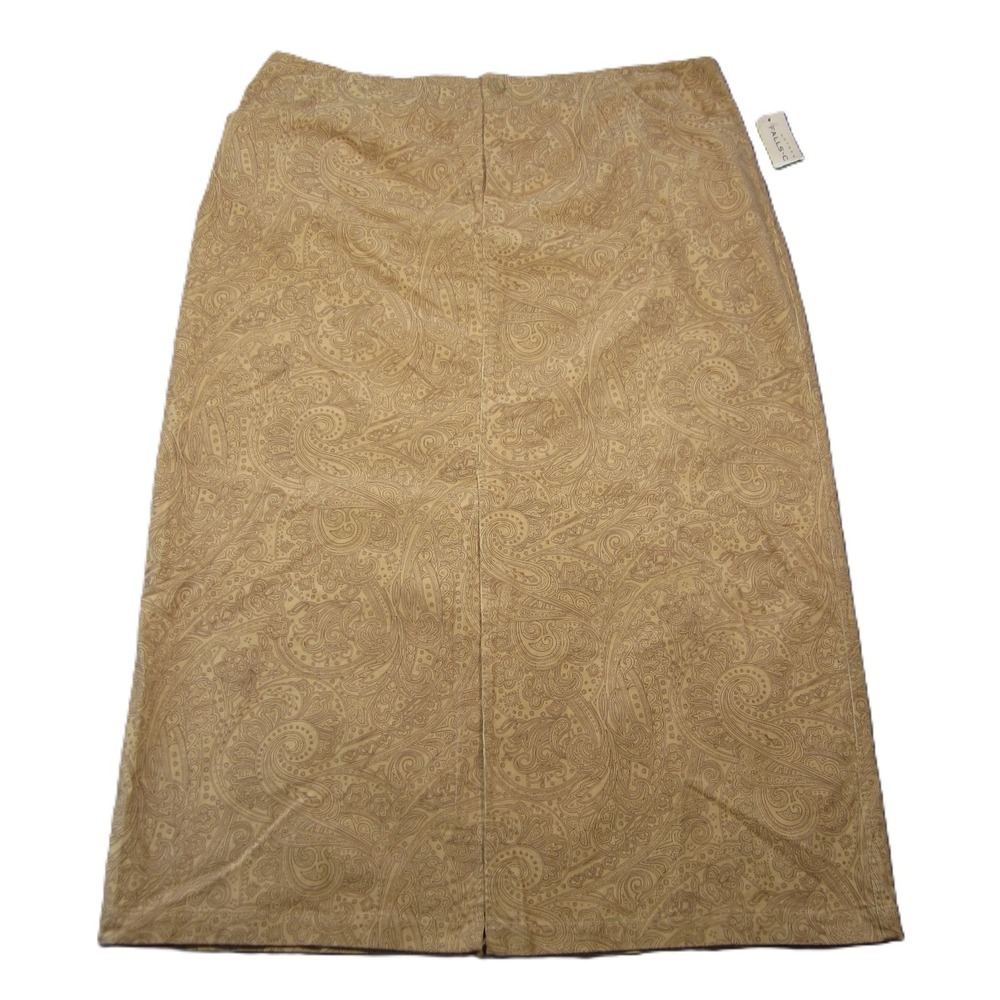 Falls Creek Paisley Skirt 22W Tan Corduroy Velvet‎  A-Line Cottagecore Boho NEW